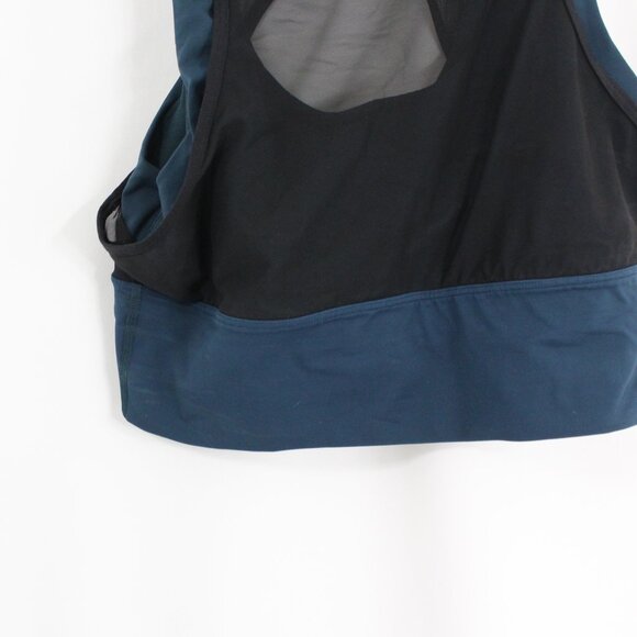 Lululemon High Neck Black Mesh Medium Support Women's Size 8 Blue Sports Bra - Picture 3 of 5